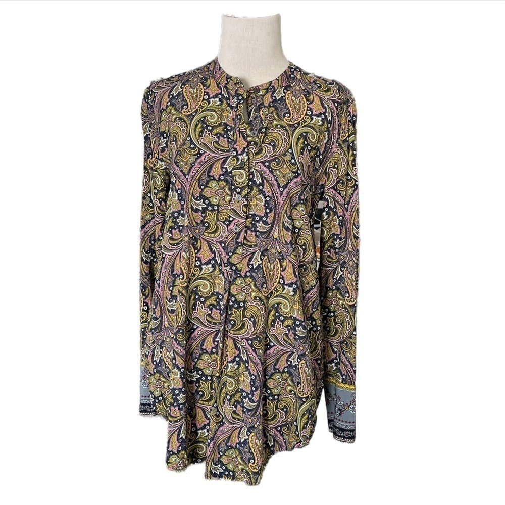 Loft Multicolor Paisley Print Button Down Blouse | Small